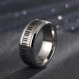 Stainless steel ring silver keys rotate personality ring